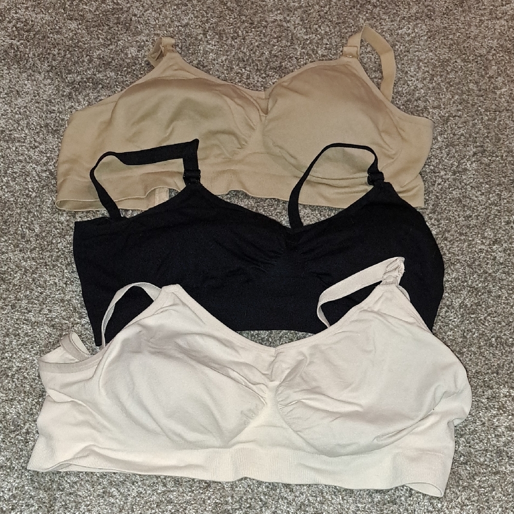Women's Nursing Bra Set - Black, Tan, Cream